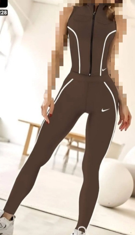 ست ورزشی زنانه سوشرت شلوار جلوزیپدار قهوه ای رنگ