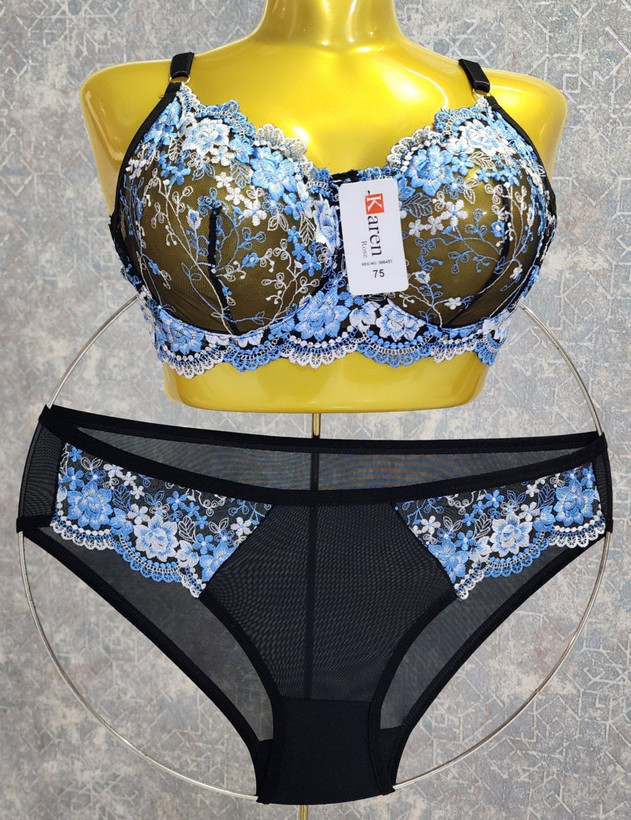 ست شورت و سوتین توری گیپوری شکوفه آبی